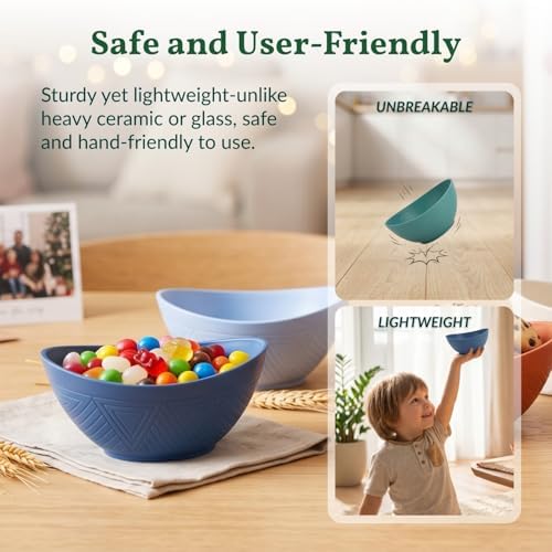 Homienly Wheat Straw Bowls 10 OZ Small Serving Bowls Unbreakable Dessert Bowls for Kitchen, Camping, RV, Party, Unbreakable Mini Oval Bowls for Ice Cream Microwave and Dishwasher Safe (6 PCS Multi) - Image 5