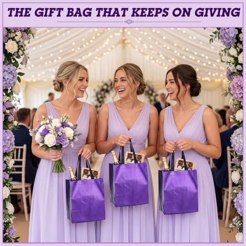 Eccliy 105 Pcs Reusable Gift Bags Set Glossy Grocery Gift Tote Bag with Handle for Wedding, Back to School, Halloween, Summer Party (10 x 8 x 4.7 Inch,Purple) - Image 4