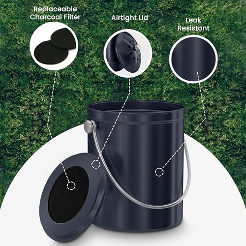 Utopia Kitchen Countertop Compost Bin 1.3 Gallon, Stainless Steel, Purple - Image 5