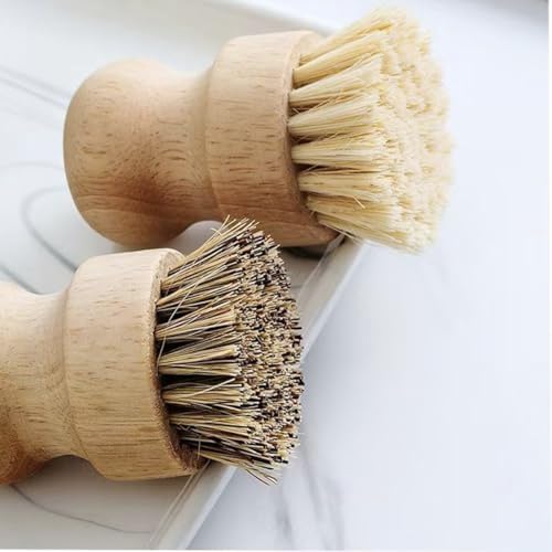 Wooden Dish Brush Set Clean Pots Bamboo Dish Brush - 1 Long Handle Dish Brush and 2 Palm Scrubbing Brush Scrub Brush for Pots, Pans & Dishes,Plastic Free Washing Up, Zero Waste Cleaning (3 Pack) - Image 6
