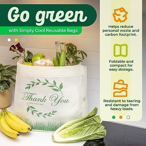 Simply Cool 50 Pack Reusable Thank You Grocery Bags Large Tote Bags Bulk - Image 5