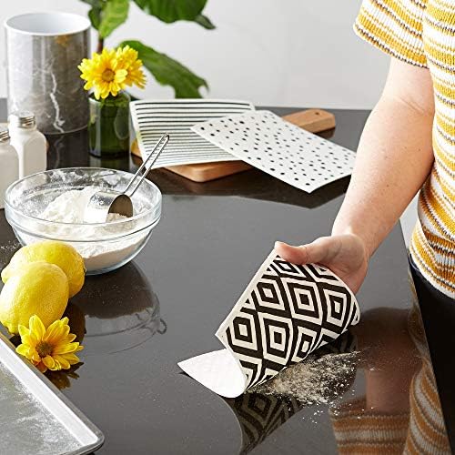 DII Swedish Dishcloths for Kitchen & Cleaning, Reusable, Machine Washable & Dishwasher Safe, Biodegradable, 7.75 x 6.75, Black & White, 3 Piece - Image 5