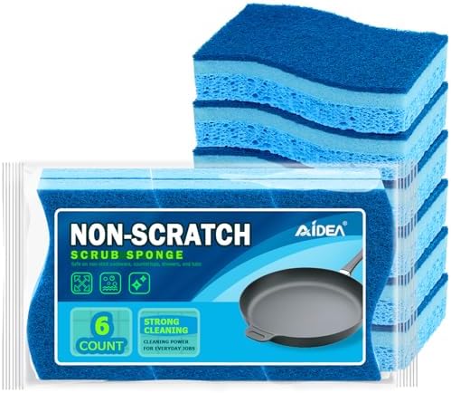 AIDEA Sponges Kitchen, 6Count, Non-Scratch Scrub Sponge, Sponge for Dishes by AIDEAHOME