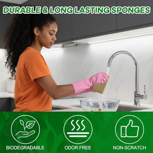 YoleShy Natural Sponges Kitchen Biodegradable Dish Sponge for Washing Dishes Compostable Coconut Walnut and Cellulose Plant Based, 10 Pack - Image 5