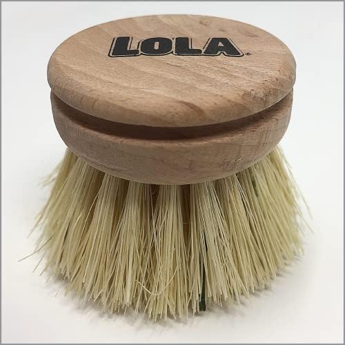LOLA Replacement Head for The Original Tampico Vegetable & Dish Brush, 1.75" Head, Birchwood & Poly Bristles, Reusable & Washable, 1 Count by LolaProducts