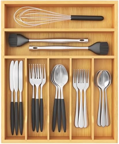 Lifewit Bamboo Silverware Tray for Drawer, 12.9 x 16.5 by Lifewit