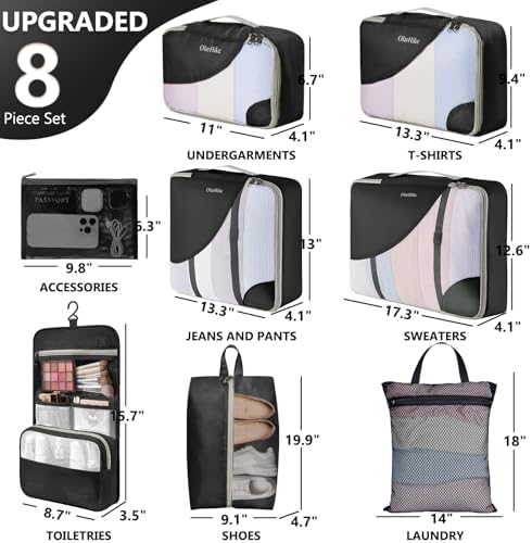 OlarHike 8 Set Packing Cubes for Travel,Gifts for Women Mom,Anti-Tearing Suitcase Organizer,with Over 1000 pcs Mesh Holes,Vacation Essentials & Accessories for Cruise Ship - Image 2