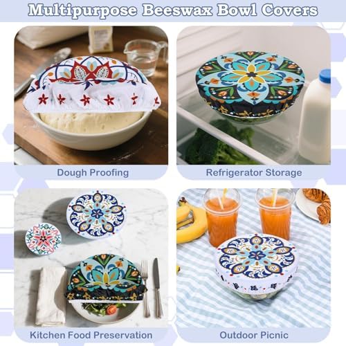 5Pcs Reusable Beeswax Elastic Bowl Covers for Bread Proofing and Food Cover - Image 5