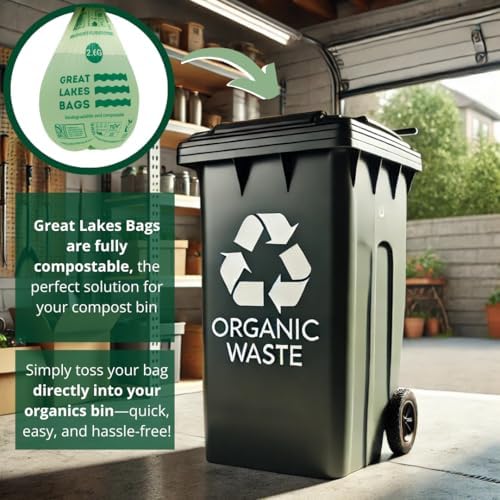 Great Lakes 2.6 Gallon Compostable and Biodegradable Trash Bag, 100 Count, Small Compostable Bag For Kitchen Food Scrap, Bathroom, Office, Certified by BPI and OK Compost Home - Image 4