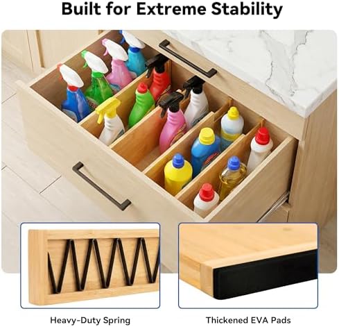 4 Pack 8" Deep Bamboo Drawer Dividers, 17-22" Expandable Kitchen Organizers - Image 4