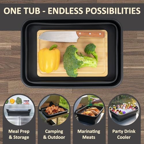 XL Collapsible Marinating Container,Large-Capacity Grill Accessory Perfect For Bbqs And Parties,Marinade And Brining Prep, Collapsible Silicone Food Storage Containers Set With Lid(10L/2.64Gallon) - Image 3