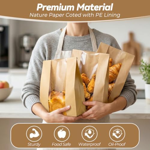 Tripho 100 Pcs Extra Thick Bread Bags for Homemade Bread with Clear Window - Image 2