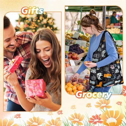 MIAHART Reusable Grocery Bags - Foldable, Cute Tote Bags - Waterproof Nylon - Image 5