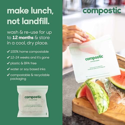 Compostic Compostable Sandwich, Snack, Gallon, Quart Bags Variety, 145 Ct - Image 3