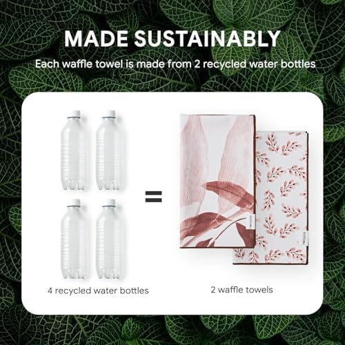 RECYCO Waffle Kitchen Towel Set of 2 - Quick Dry Microfiber Sustainable Dish Towels - Ultra Absorbent Reusable Cleaning Tea Towels - Lightweight Hand Towels,16”x 28”, Terracotta - Image 6