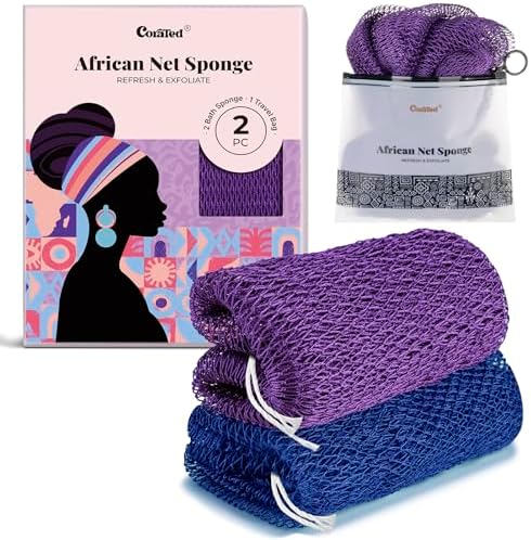 CORATED African Net Sponge with Knots Authentic, Shower Loofah Bath Sponge by CORATED
