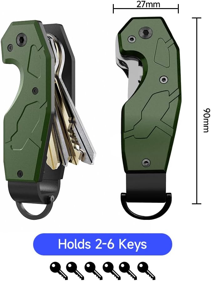 Compact Metal Aluminum Key Organizer, Minimalist Innovative Keyholder-Car Key Chain, Smart KeyChains Key Case up to 6 Keys