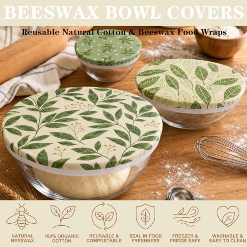 Sitsink Beeswax Bowl Covers Leaves Reusable Food Wrap 5 Pack - Image 3