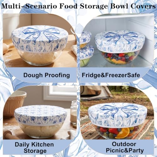 Sitsink Beeswax Bowl Covers Blue Bow Reusable Food Wrap 5 Pack - Image 5