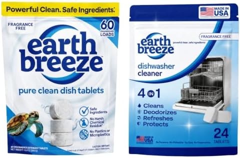 Earth Breeze Dishwasher Detergent Tablets & Dishwasher Cleaner Tablets Set by EarthBreeze