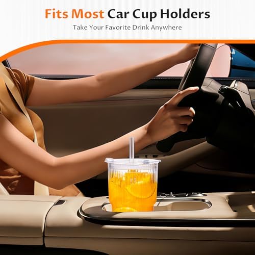 20oz Iced Coffee Cups with Lids, Glass Coffee Cups with Lids and Straws, 2P - Image 3