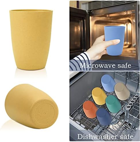 Wrova Wheat Straw Cups 6 PCS Good Alternative to Plastic Reusable Cups 20 oz Unbreakable Drinking Cup Reusable Dishwasher Safe Water Plastic Glasses Mixed Color - Image 6
