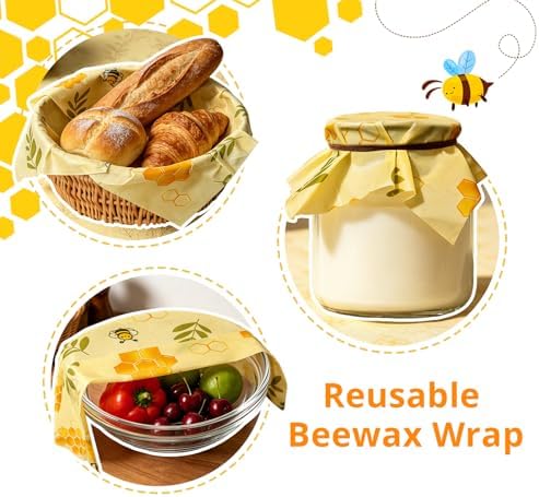 Reusable Beeswax Food Wrap Roll, 13x39 Inches Cut-to-Size Beeswax Paper for Bread, Sustainable Eco Friendly Cotton Food Storage Wraps for Cheese, Fruit, Veggies, Washable Plastic Free - Image 3