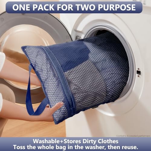 OlarHike Packing Cubes for Travel,Gifts for Women Mom,Anti-Tearing Suitcase Organizer for Luggage with Shoe & Hanging Toiletry Bag,Vacation Essentials,8 Set,Dark Blue Floral - Image 5