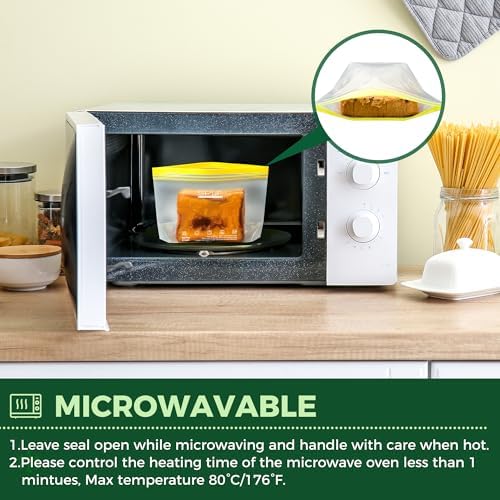 SPLF 24 Pack Reusable Food Storage Bags Dishwasher Microwave Safe - Image 6
