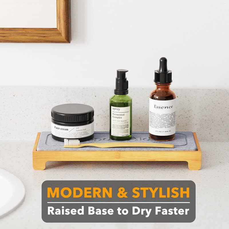 SpaceAid DryingNeat Instant Dry Sink Caddy Organizers, Kitchen Sponge Soap Holder Dispenser, Countertop Fast Drying Counter Tray Rack (Bamboo, Gray) - Image 4