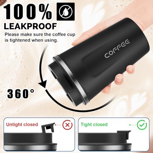 CS COSDDI 12 oz Coffee mug - Stainless Steel Coffee Cup with Leakproof Lid - Image 4