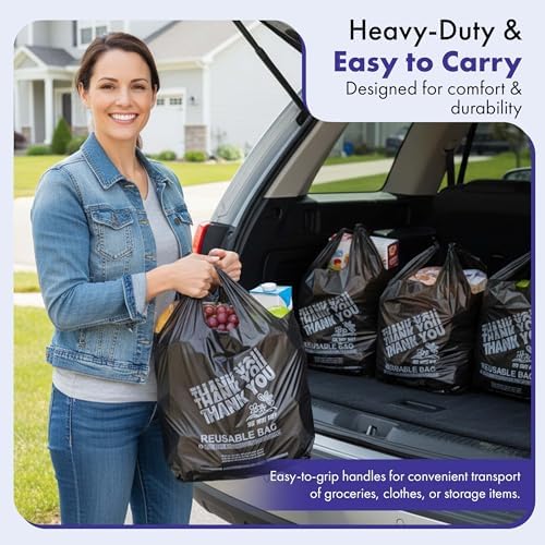 Thank You Plastic Grocery Bags 12"x7"x22" Heavy Duty 2.25 Mil - Image 2