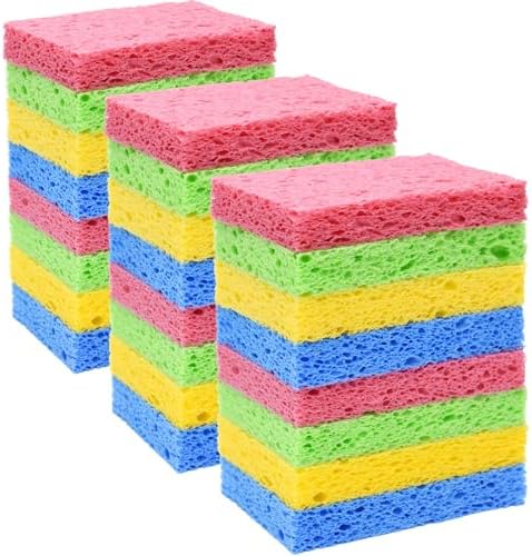 YoleShy 24 Pack Kitchen Sponges Natural Cellulose Compressed Sponges for Cleaning Reusable Dish Sponge Kitchen Non-Scratch DIY by YoleShy