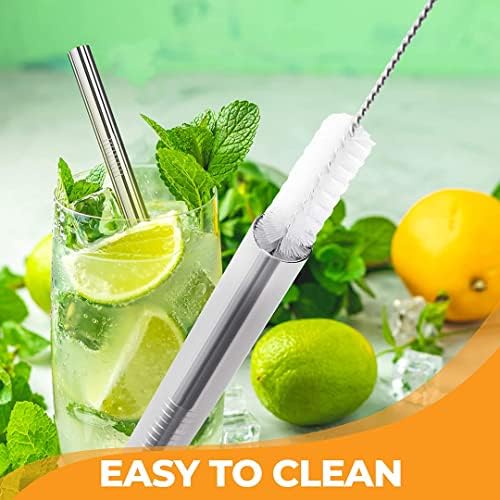 Vinaco 4 Pcs 0.35" Wide Bore Reusable Stainless Steel Metal Smoothie Straws - Image 7