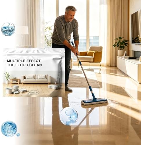 XINRAN 100 piece floor cleaner tablets, flash speed mop refill wipes, multi effect floor cleaning tablets, concentrated cleaner for home, for hardwood laminate tile walls maintenance (6pcs) - Image 2