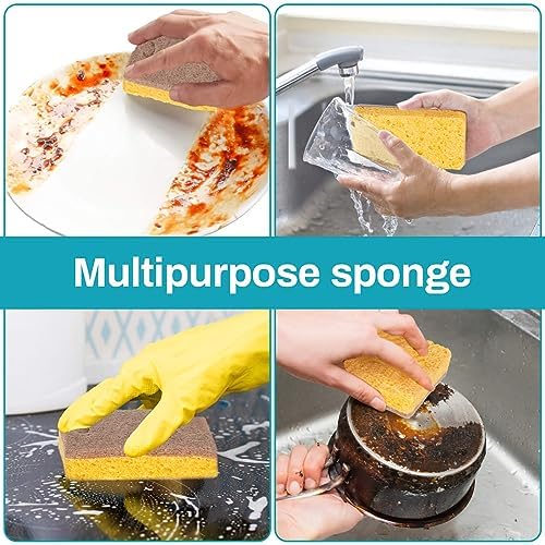 MAQIHAN 10PCS Natural Sponges for Dishes - Biodegradable Sponges Kitchen Eco Friendly Dish Sponge Non-Scratch Sponges for Cleaning Kitchen - Image 6