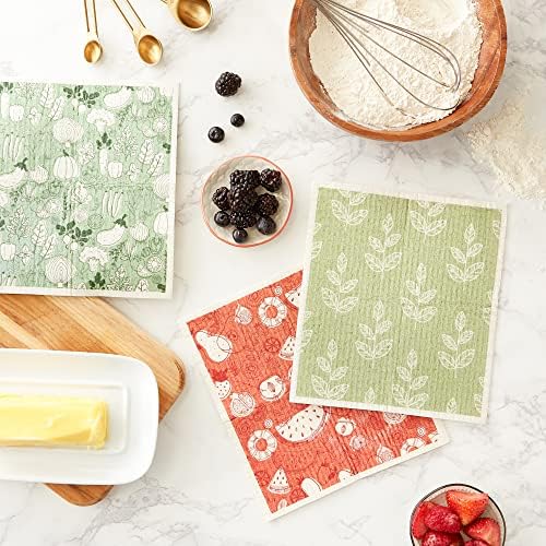 DII Swedish Dishcloths for Kitchen & Cleaning, Reusable, Machine Washable & Dishwasher Safe, Biodegradable, 7.75x6.75, Fresh Market - Image 6
