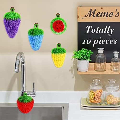 Vesici 10 Pcs Fruit Dish Scrubber Non Scratch Double Layer No Odor - Image 7