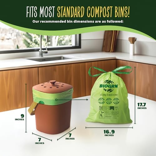 2.6-3 Gallon Compostable Trash Bags Drawstring 50 Bags Extra Thick 1 Mil 11.36 Liter Small Biodegradable Trash Bags for Kitchen Countertop Bin ASTM D6400, US BPI and OK Compost Home Certified - Image 2