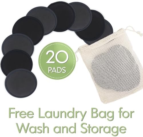 Reusable Makeup Remover Pads 20 Pack Reusable Makeup Cotton Rounds with Laundry Bag|Soft Black Cotton Makeup Remover Pads for Face - Image 6