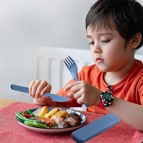 Reusable Travel Utensils Set with Case Wheat Straw Fork Spoon Knife Cutlery - Image 4