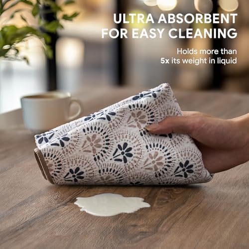RECYCO Waffle Kitchen Towel Set of 2 - Quick Dry Microfiber Sustainable Dish Towels - Ultra Absorbent Reusable Cleaning Tea Towels - Lightweight Hand Towels,16”x 28”, Neutral Boho - Image 3