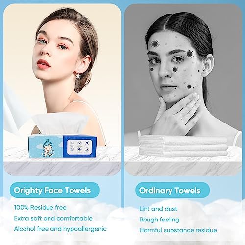 Orighty Disposable Face Towel, Biodegradable Clean Facial Towels, Super Soft Makeup Remover Wipes, Absorbent Facial Wash Cloth for Makeup Removing, Facial Cleansing, Nursing, Outdoor, 600 Count - Image 7