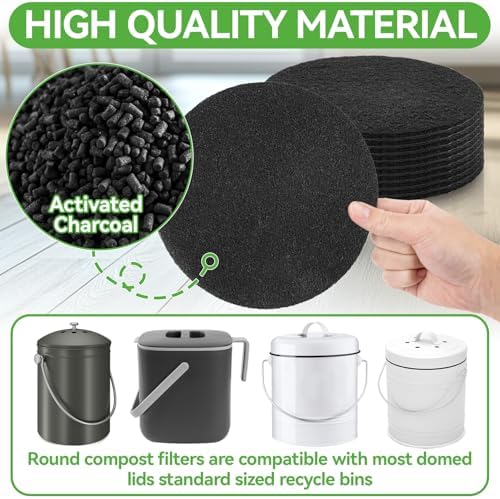 RAINFLOW 10 Pack Compost Bin Filters - Cut to Fit Activated Charcoal Pads - Image 6