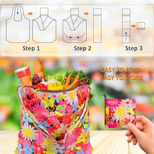 Aesthetic Printed Tote Bags, Lightweight Foldable Reusable Carry Bags, Stylish Personalized Storage Handbags for Travel, Camping, Supermarket & Daily Outdoor Use - Image 4