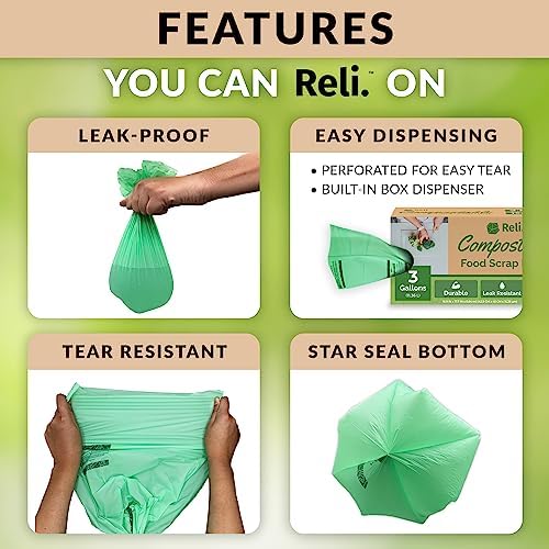 Reli. Compost Bags 3 Gallon (150 Count) | ASTM D6400 Certified - Image 3