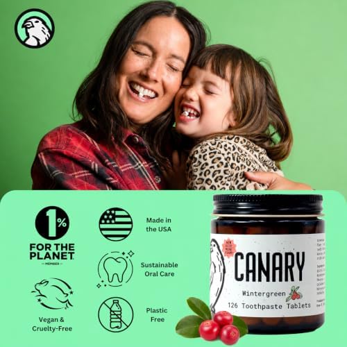 Canary Nano Hydroxyapatite Toothpaste Tablets Wintergreen - Remineralizing, Fluoride Free, All Natural Tabs with Xylitol - Great for Travel, Plastic Free - 126 Count - Image 5