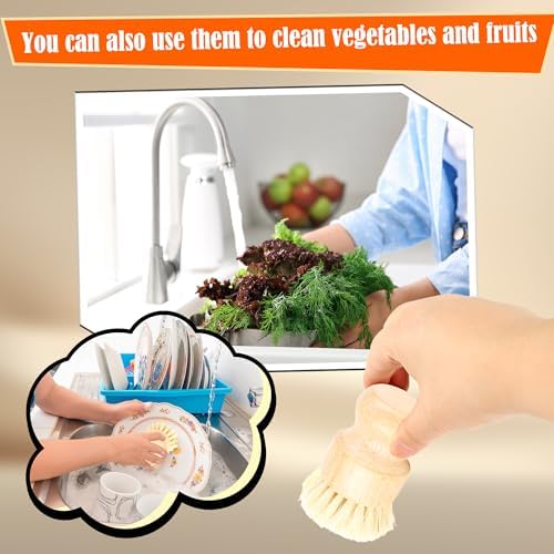 30 Pack Bamboo Dish Scrub Brushes Wooden Kitchen Cleaning Brushes with Sisal Bristles Wood Dish Scrubber Cleaning Set for Pots Pans Sink Vegetables - Image 4