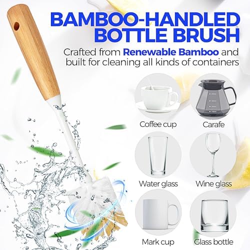 Holikme 6 Pack Dish Brush with Bottle Brush Scrub Brush Straw,Yellow - Image 4
