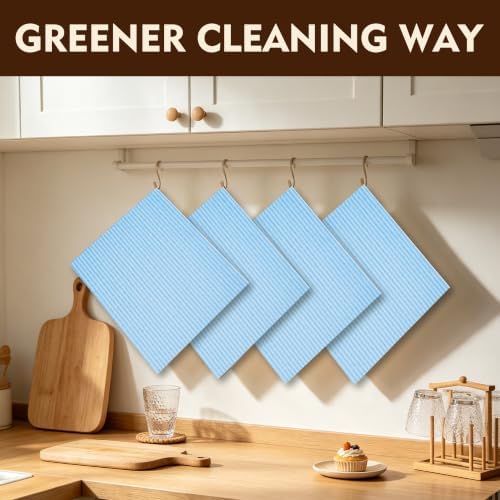 YEEHAW Swedish Dishcloths for Kitchen 10 Pack, Blue Cellulose Sponge Cloths, No Odor Resuable Cleaning Cloths, Super Absorbent Dish Cloth for Kitchen, Bathroom, Glass Surface, Furniture 7"×6" - Image 3